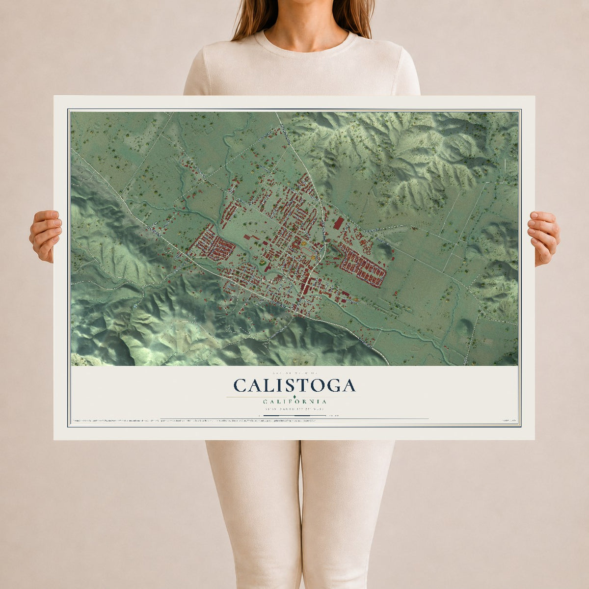 Map of Calistoga, California, 24 x 36 inch unframed archival matte print