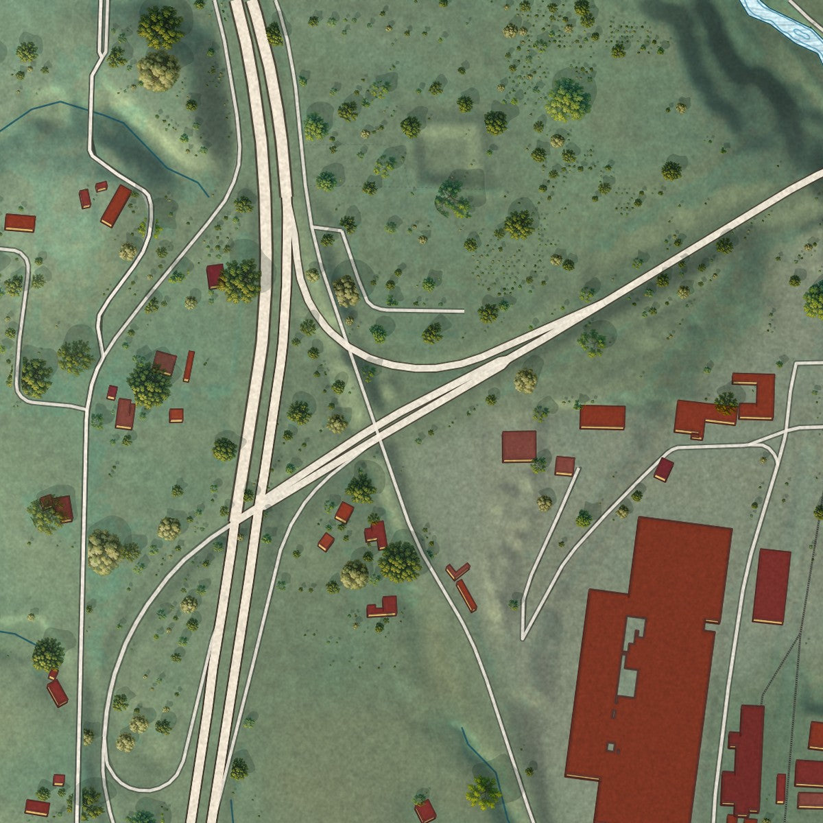 Close-up of the map of Calpella, California print showing street and building detail