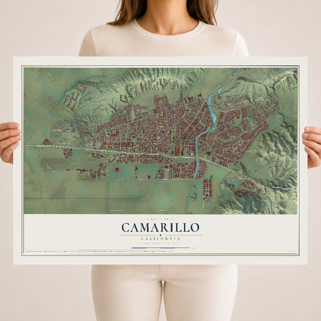 Map of Camarillo, California, 18 x 24 inch unframed archival matte print