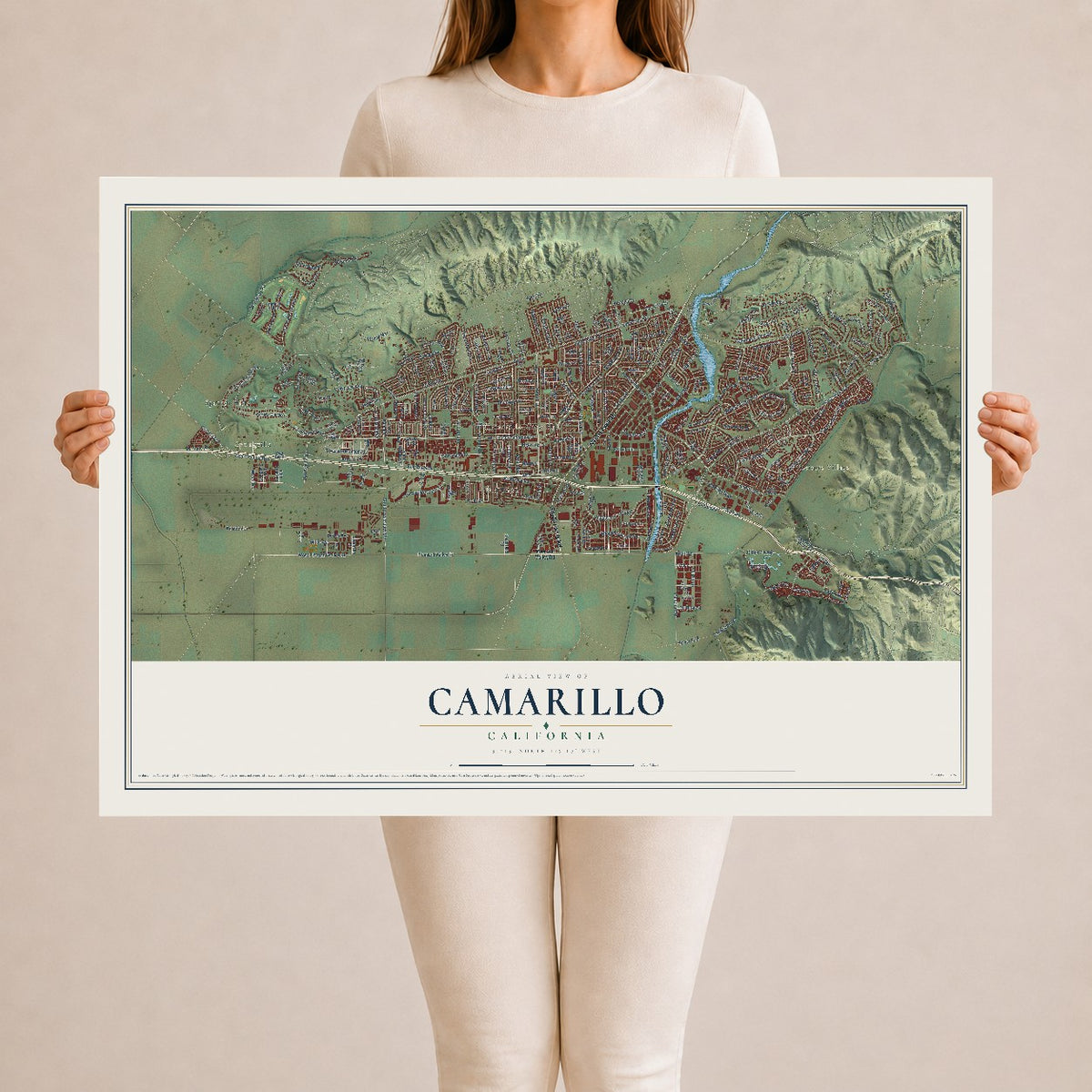Map of Camarillo, California, 24 x 36 inch unframed archival matte print