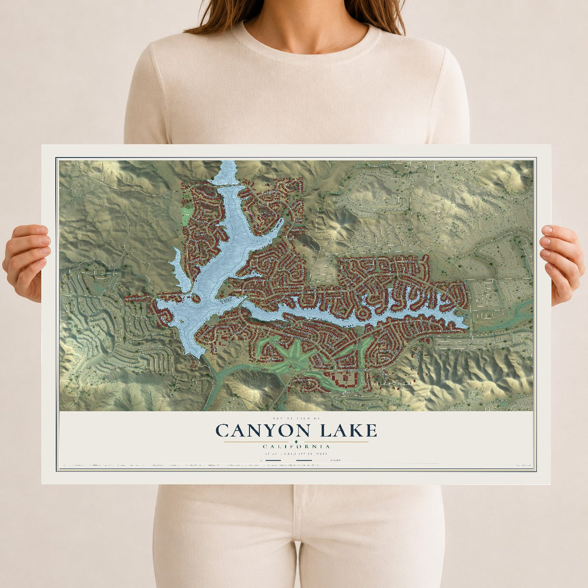 Map of Canyon Lake, California, 12 x 18 inch unframed archival matte print