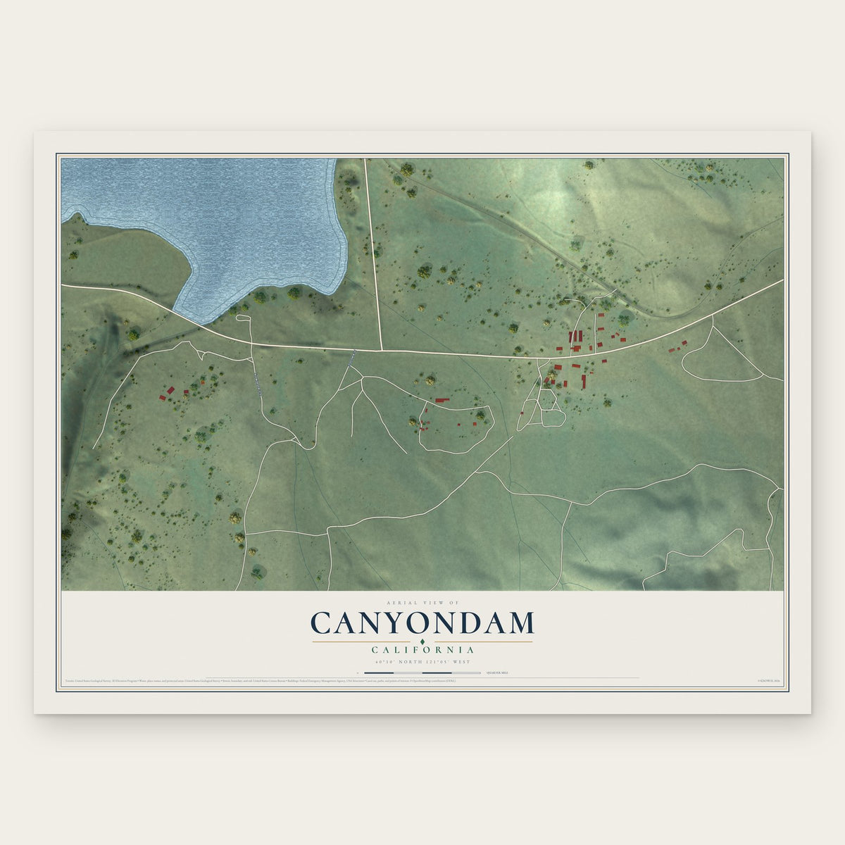 Canyondam, California map print, the full design
