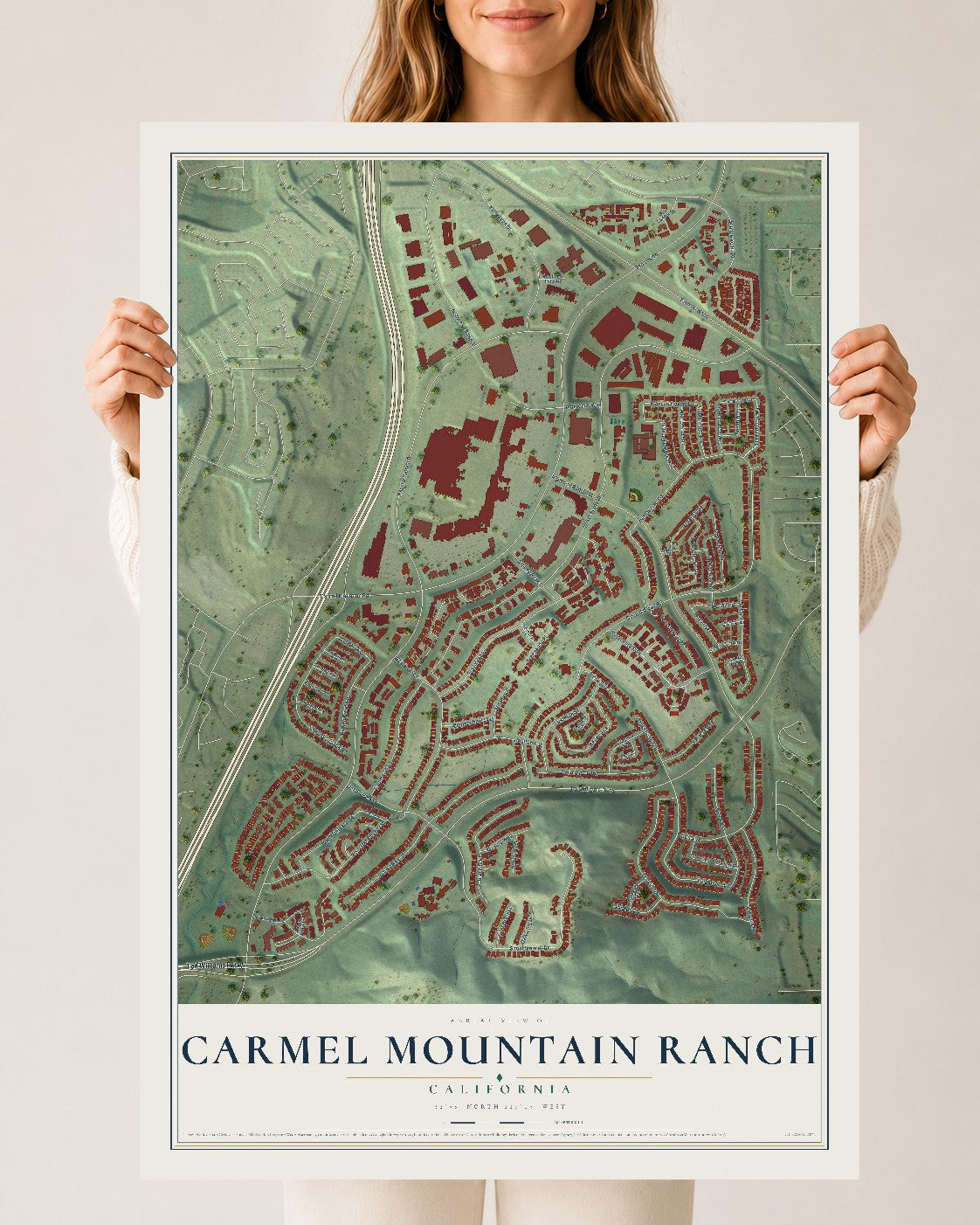 Map of Carmel Mountain Ranch, California, 24 x 36 inch unframed archival matte print