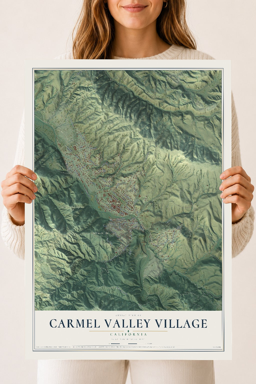 Map of Carmel Valley Village, California, 18 x 24 inch unframed archival matte print
