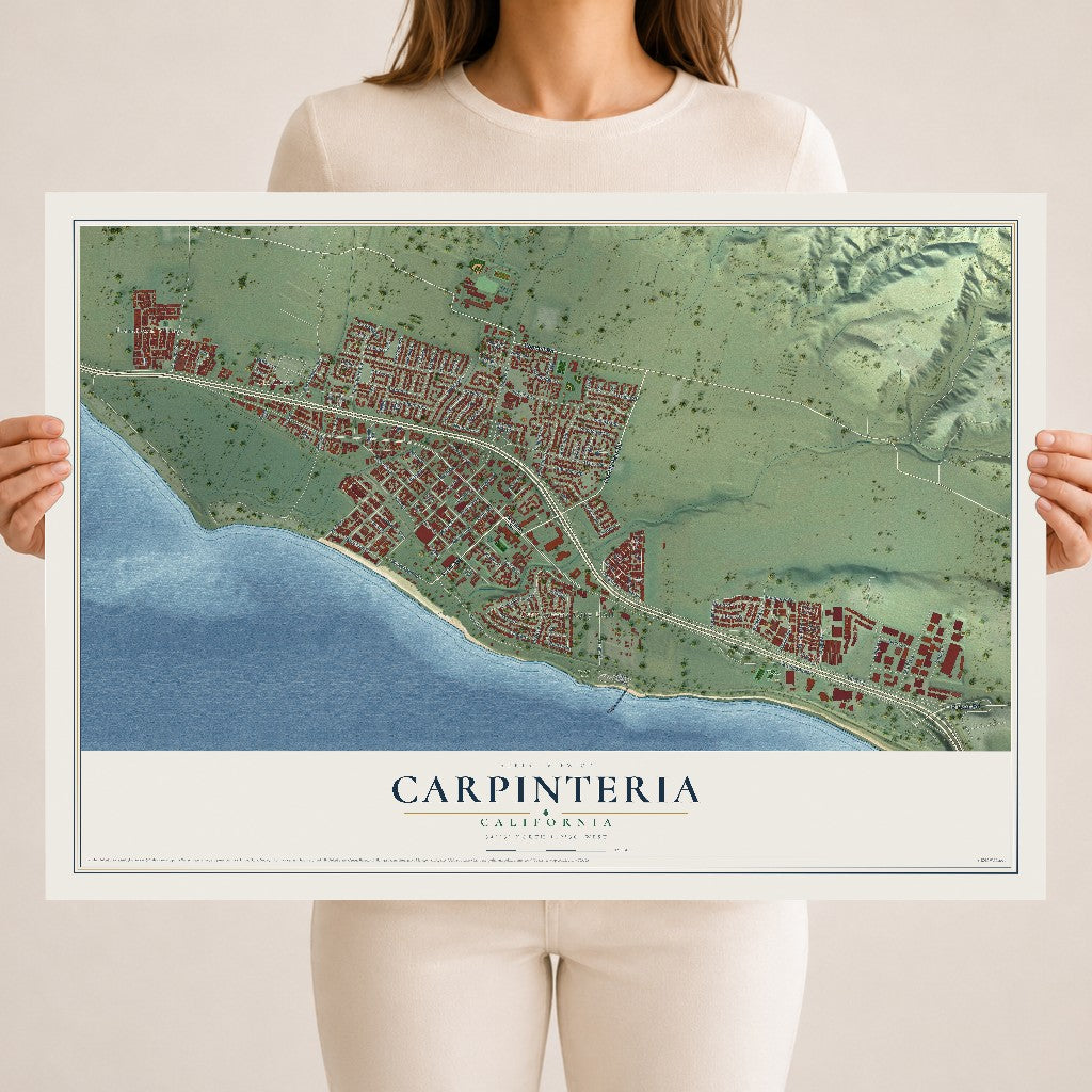 Map of Carpinteria, California, 18 x 24 inch unframed archival matte print