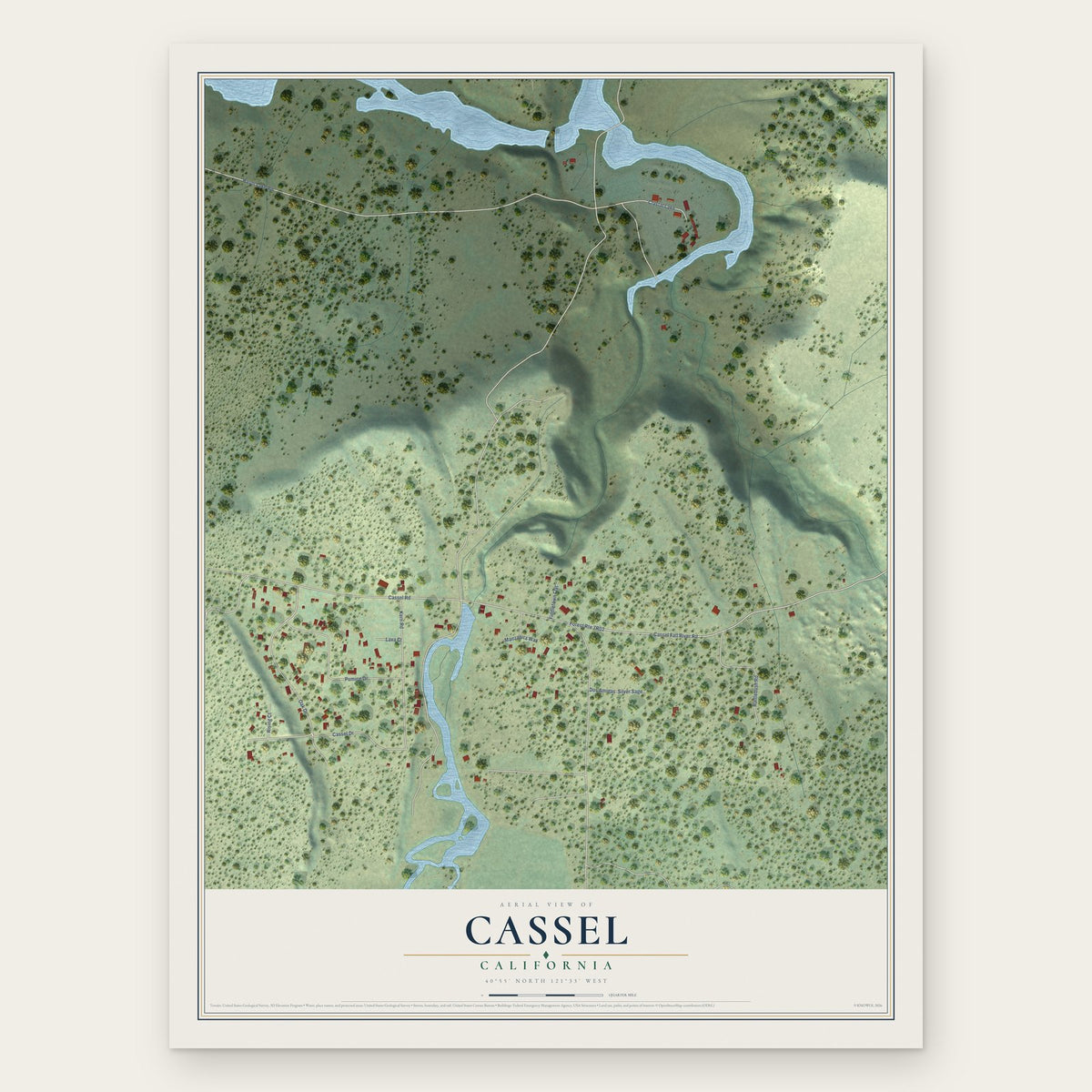 Cassel, California map print, the full design
