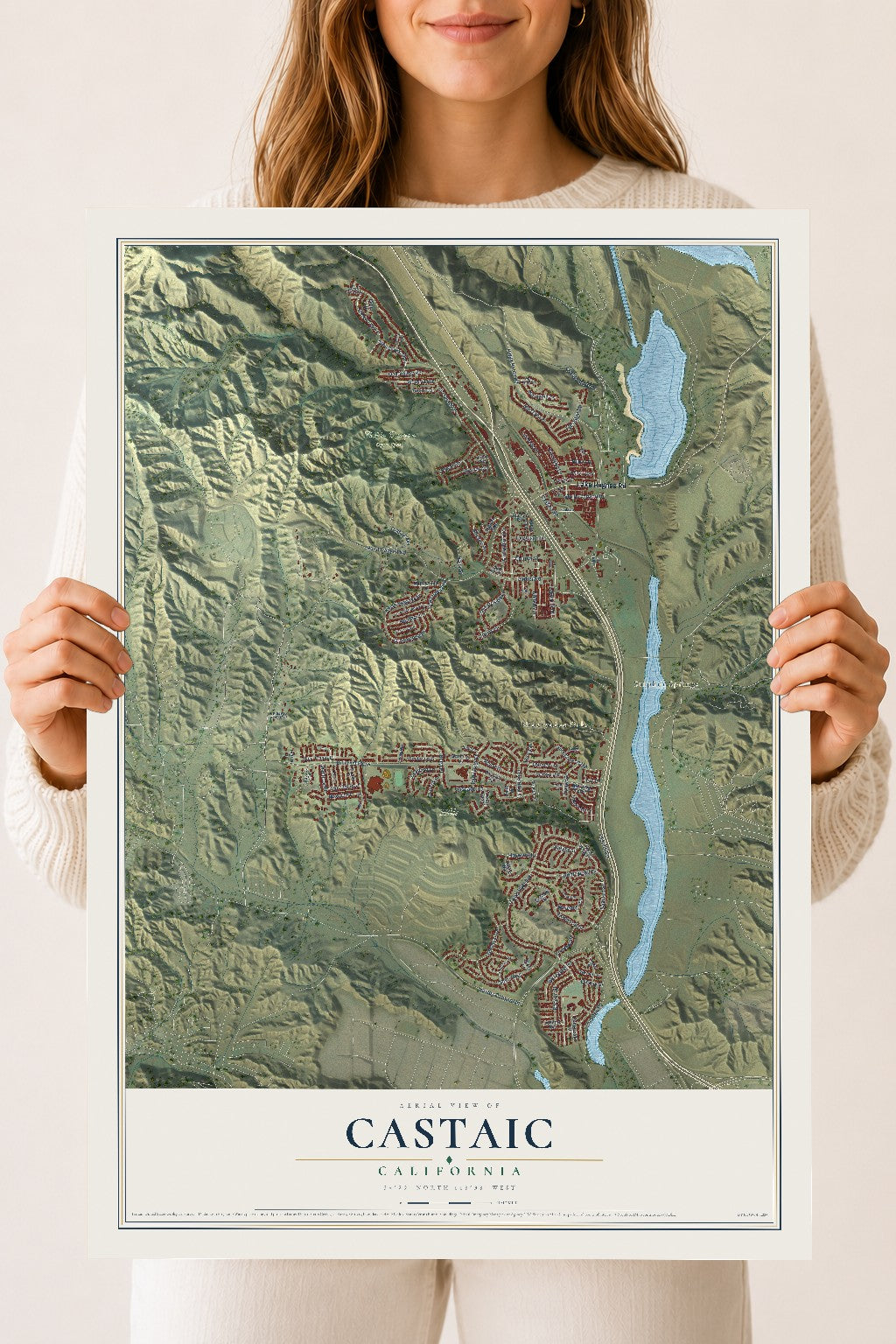 Map of Castaic, California, 18 x 24 inch unframed archival matte print