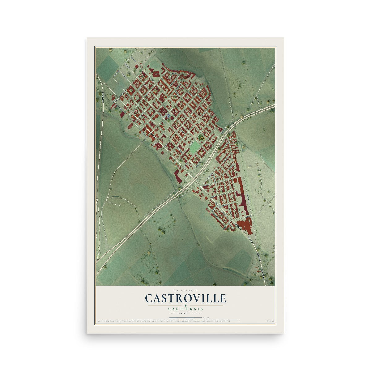 Map of Castroville, California, 12 x 18 inch unframed archival matte print