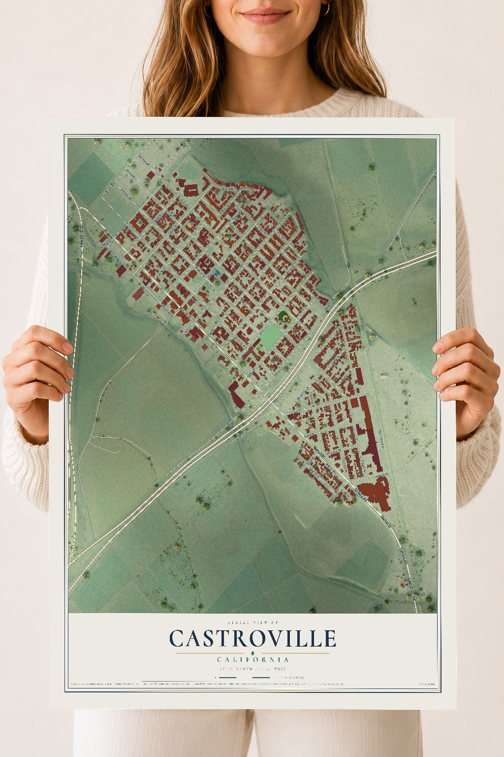 Map of Castroville, California, 18 x 24 inch unframed archival matte print