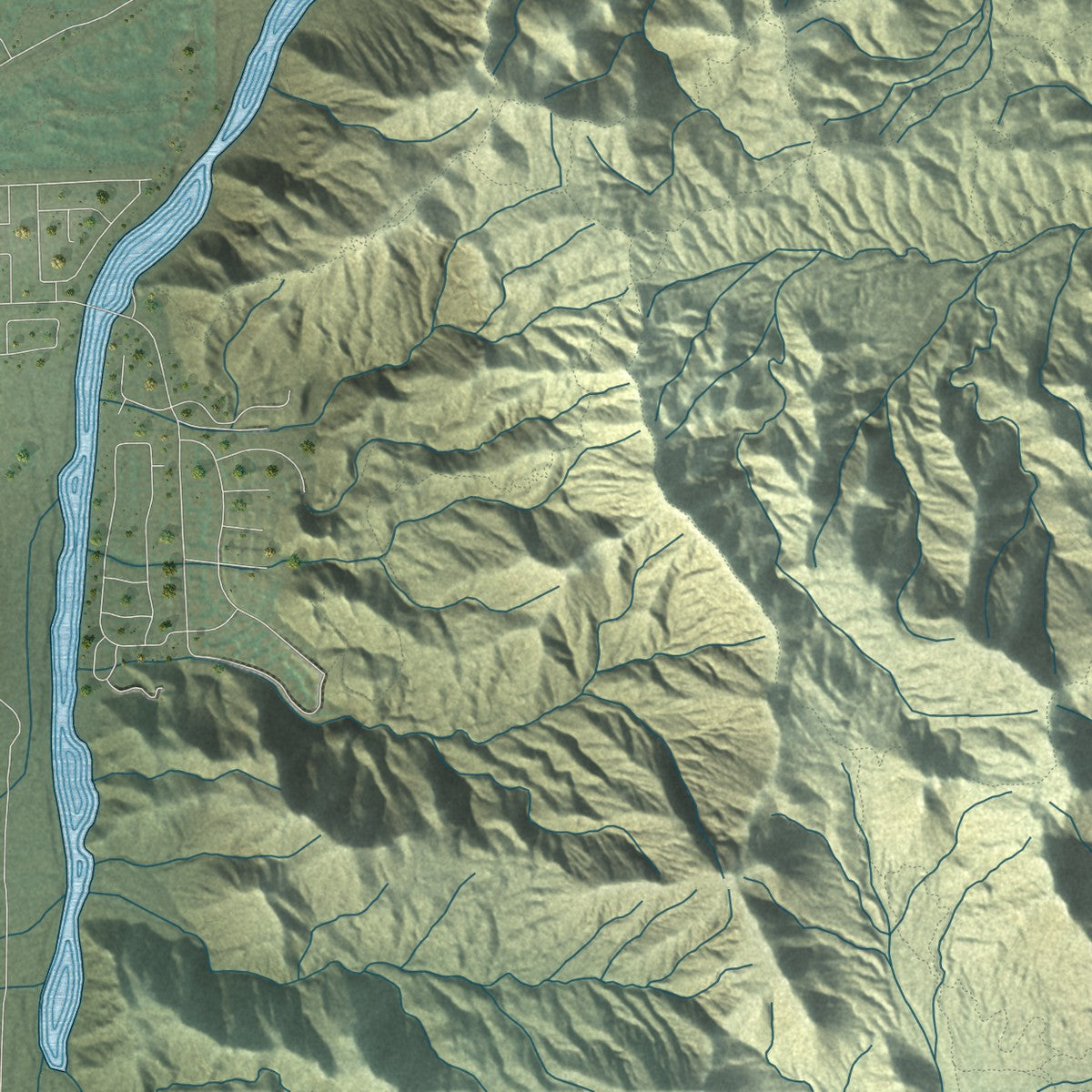 Second close-up of the map of Cathedral City, California print showing more streets and buildings