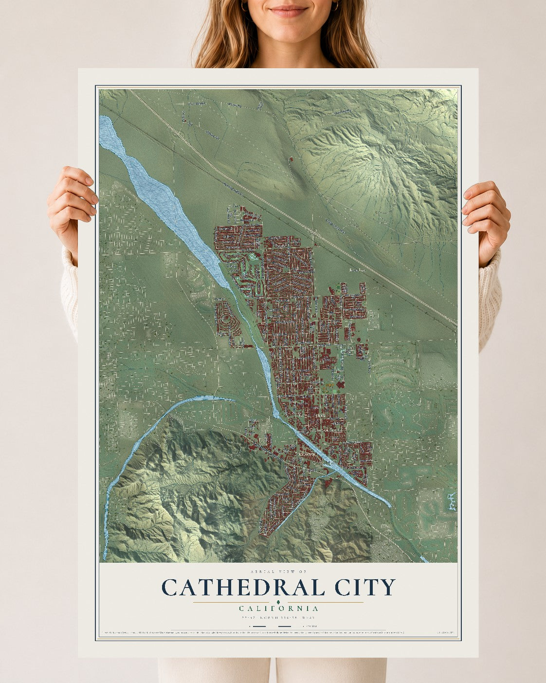 Map of Cathedral City, California, 24 x 36 inch unframed archival matte print