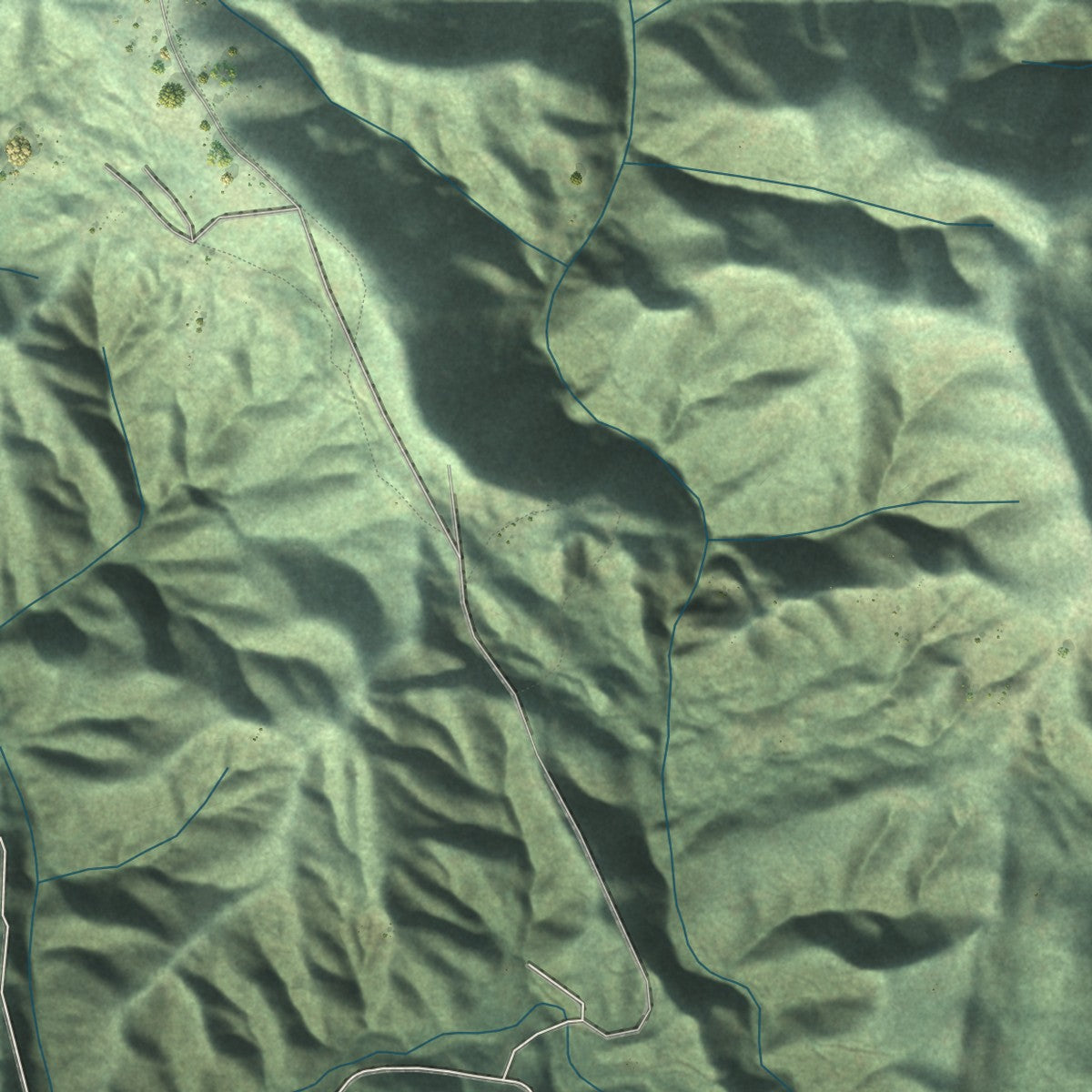Close-up of the map of Cazadero, California print showing street and building detail