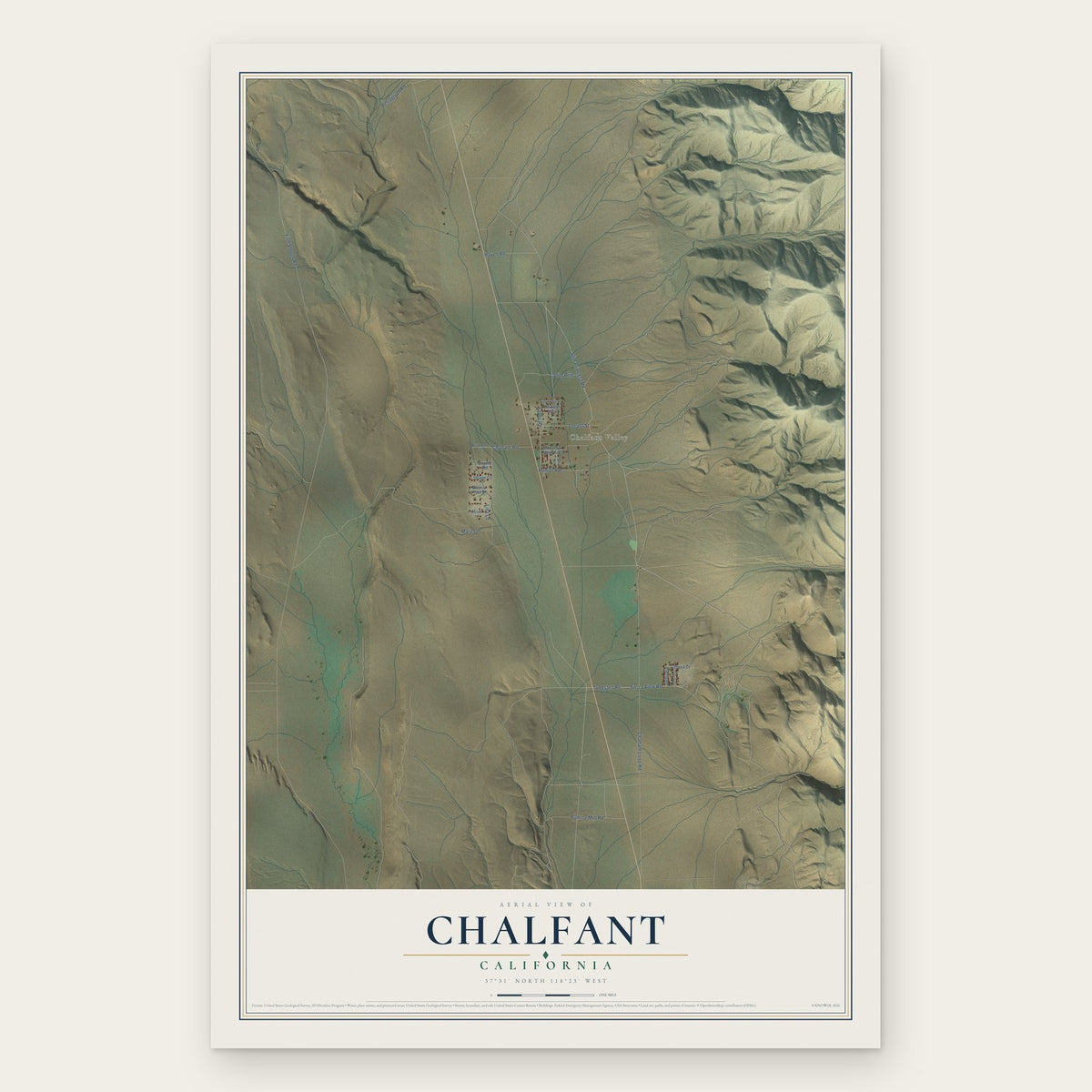 Chalfant, California map print, the full design