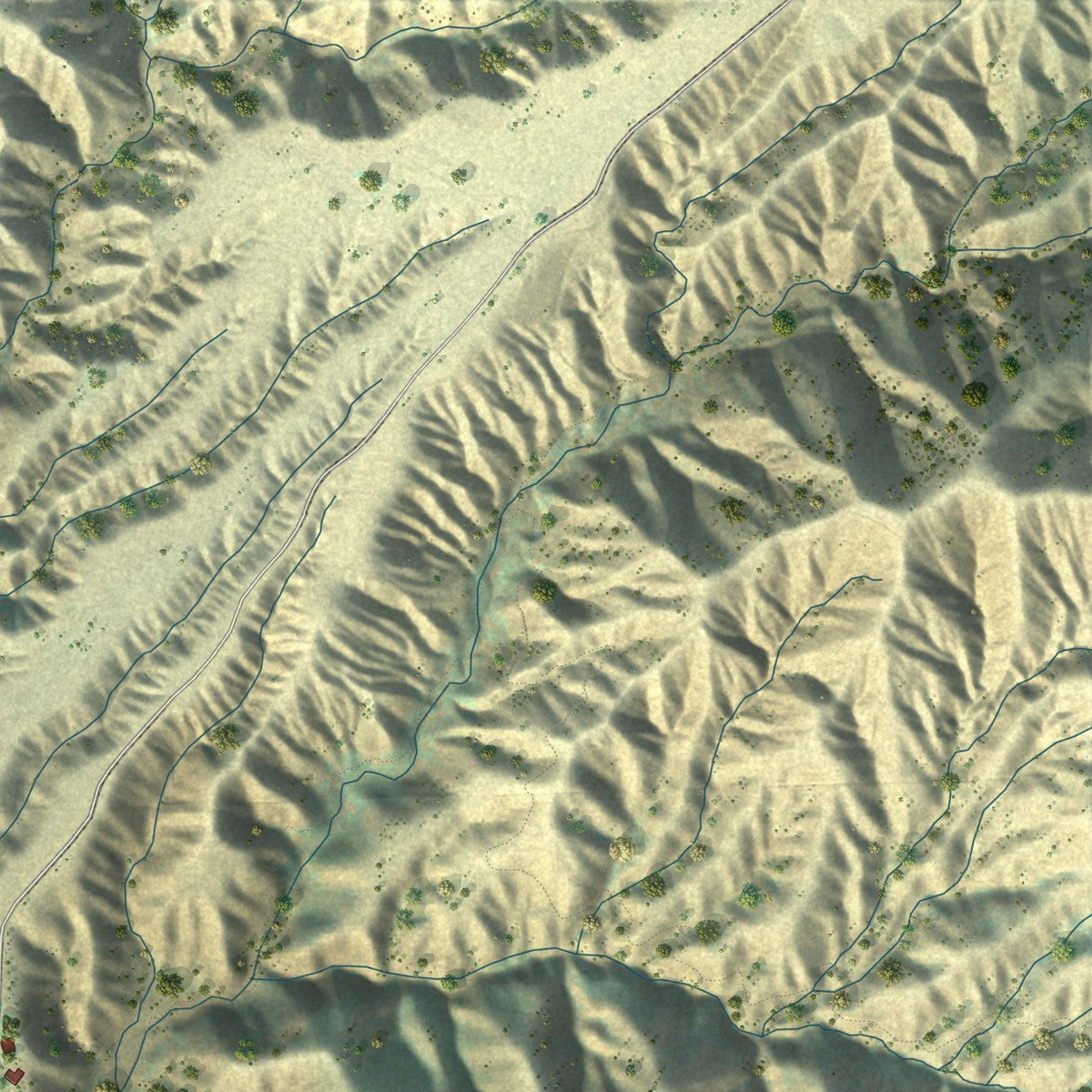 Close-up of the map of Cherry Valley, California print showing street and building detail