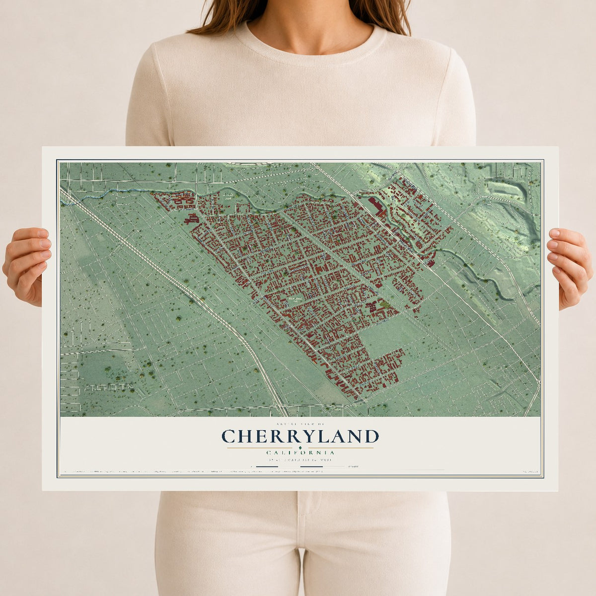 Map of Cherryland, California, 12 x 18 inch unframed archival matte print