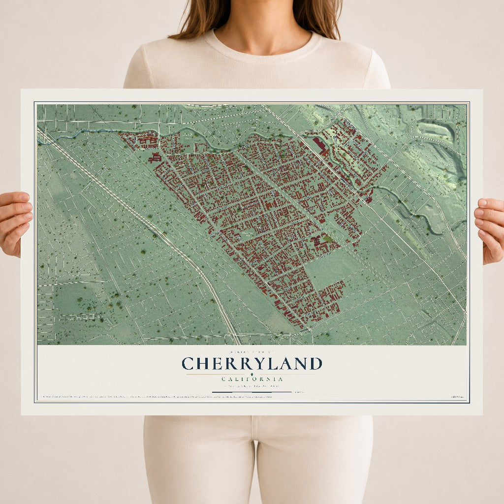Map of Cherryland, California, 18 x 24 inch unframed archival matte print