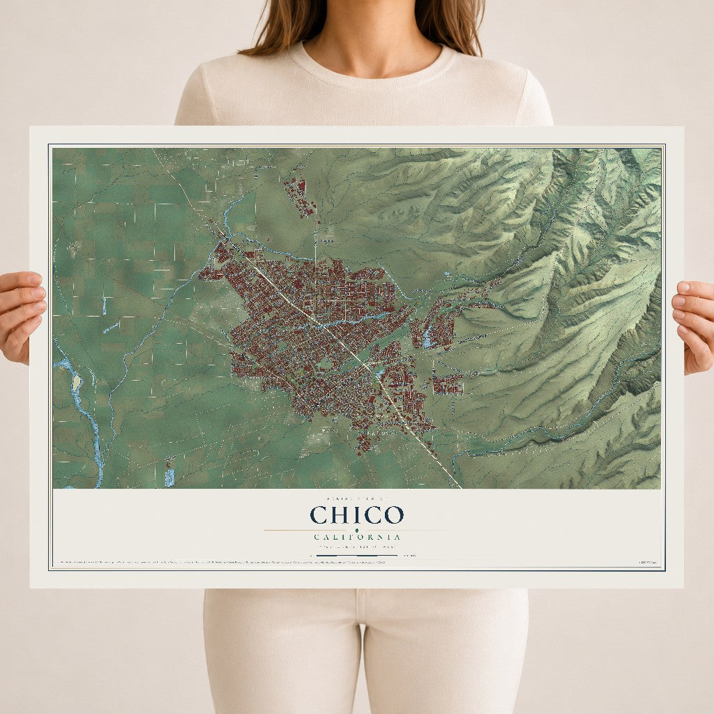 Map of Chico, California, 18 x 24 inch unframed archival matte print