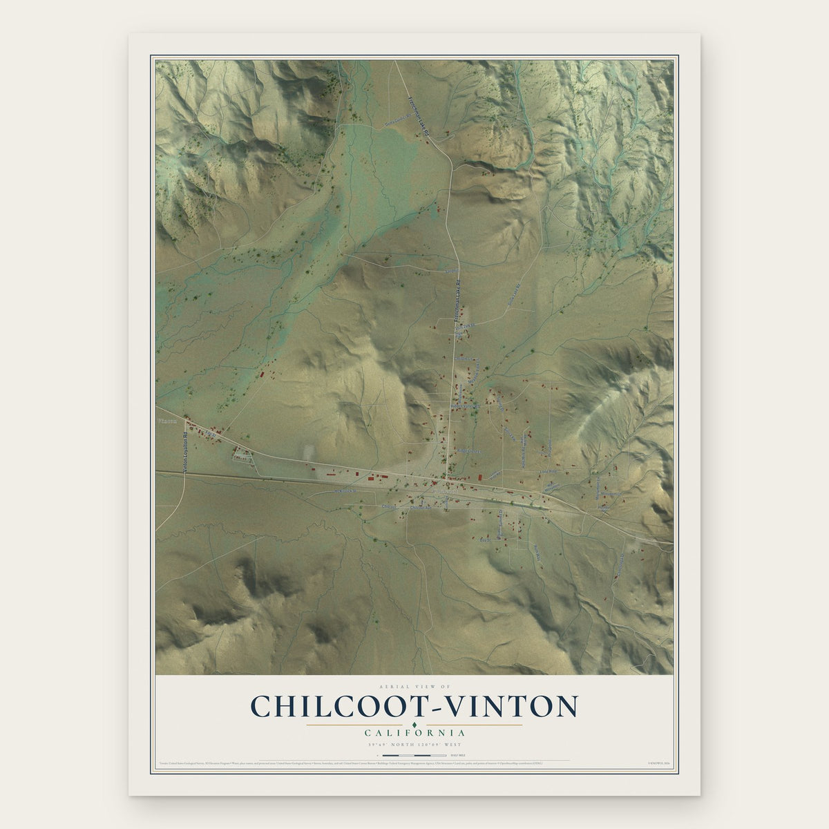 Chilcoot-Vinton, California map print, the full design