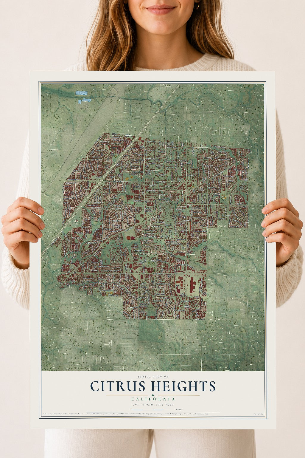 Map of Citrus Heights, California, 18 x 24 inch unframed archival matte print