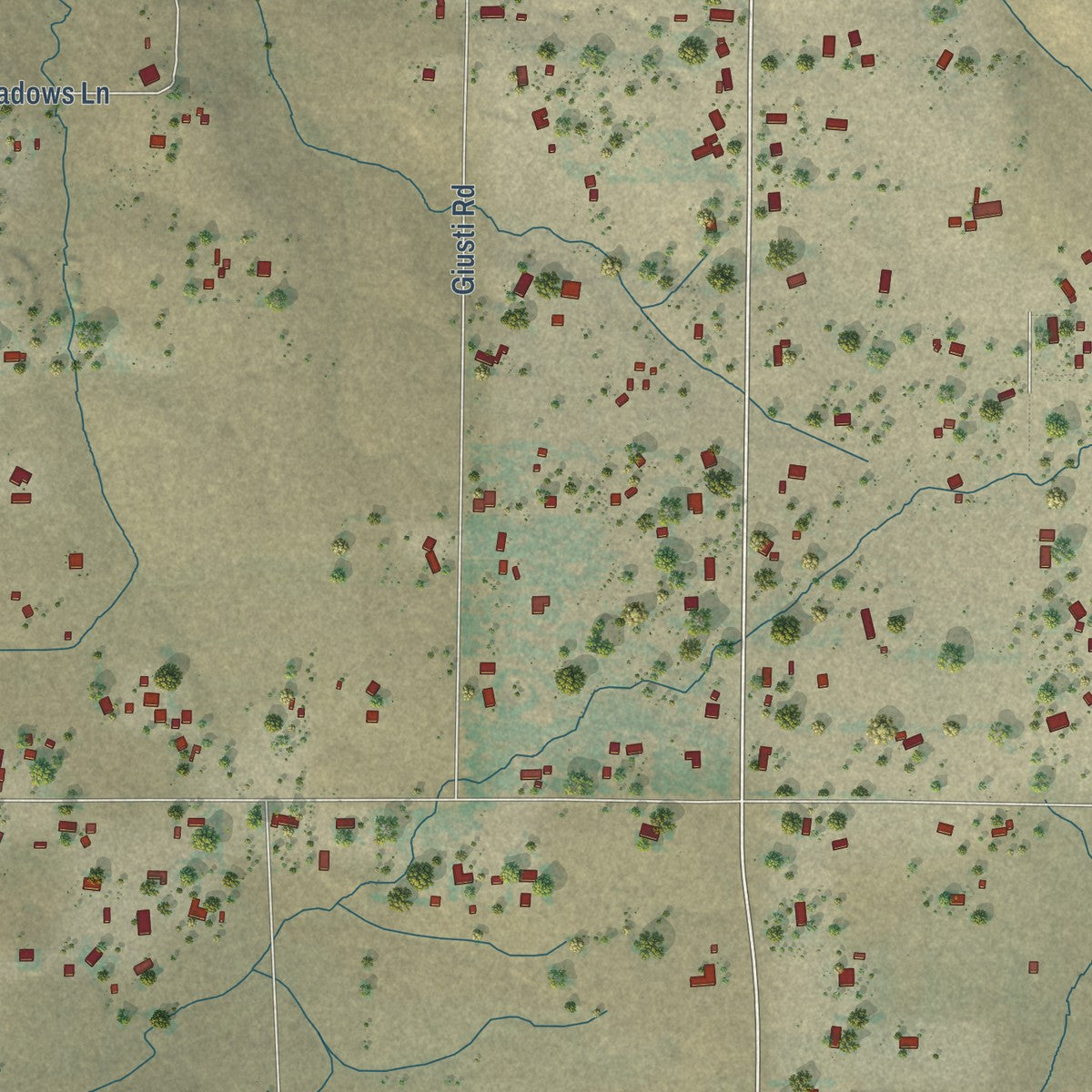 Close-up of the map of Clay, California print showing street and building detail
