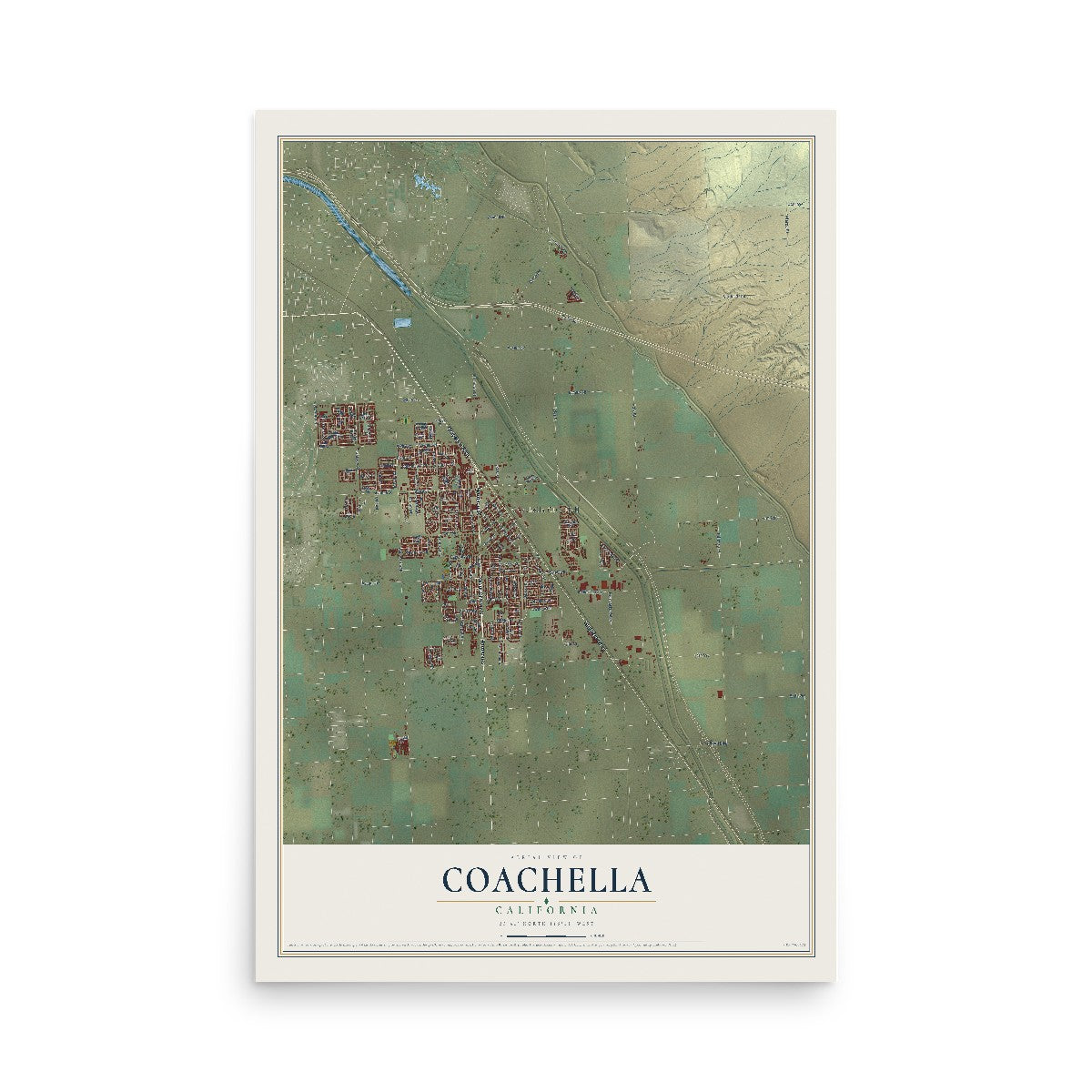 Map of Coachella, California, 12 x 18 inch unframed archival matte print