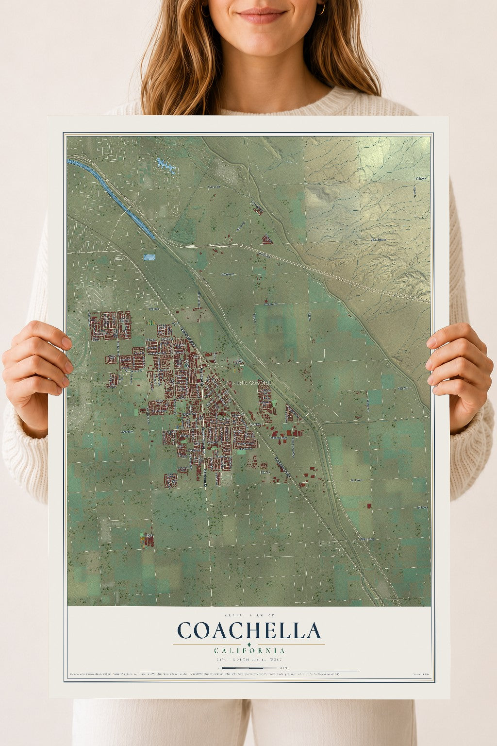 Map of Coachella, California, 18 x 24 inch unframed archival matte print