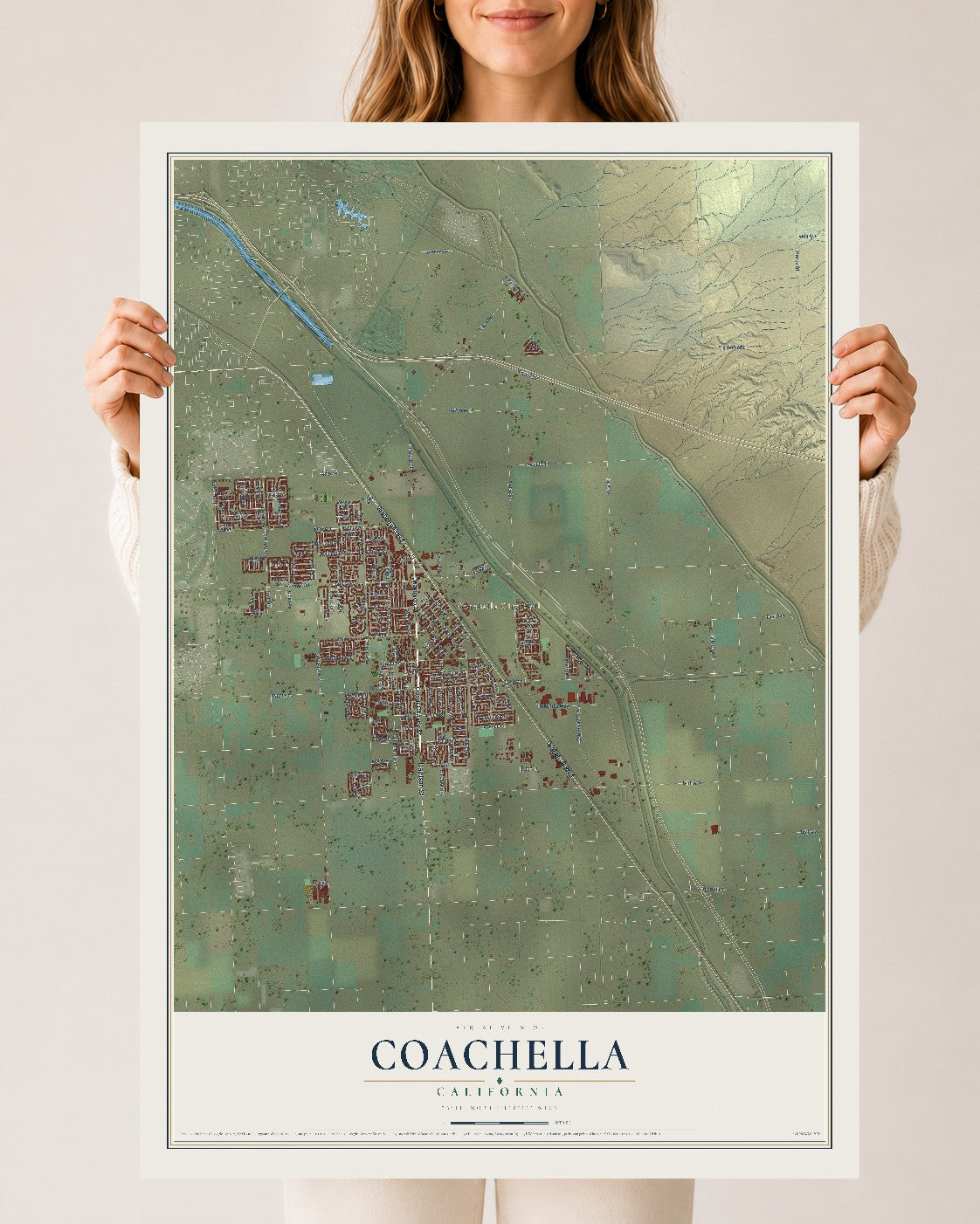 Map of Coachella, California, 24 x 36 inch unframed archival matte print