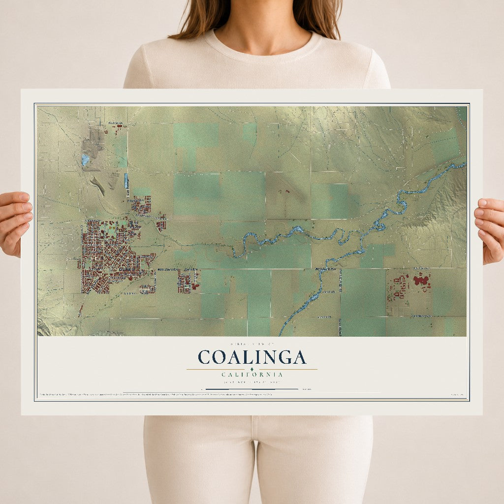 Map of Coalinga, California, 18 x 24 inch unframed archival matte print