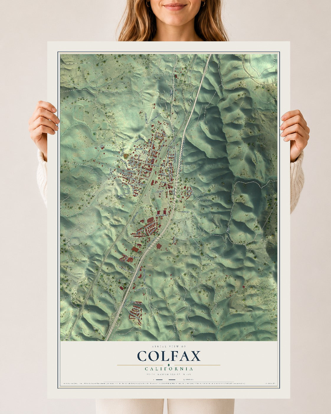 Map of Colfax, California, 24 x 36 inch unframed archival matte print