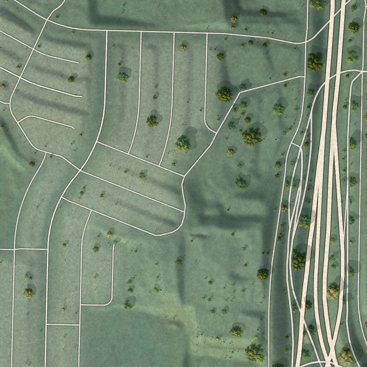 Close-up of the map of Colma, California print showing street and building detail