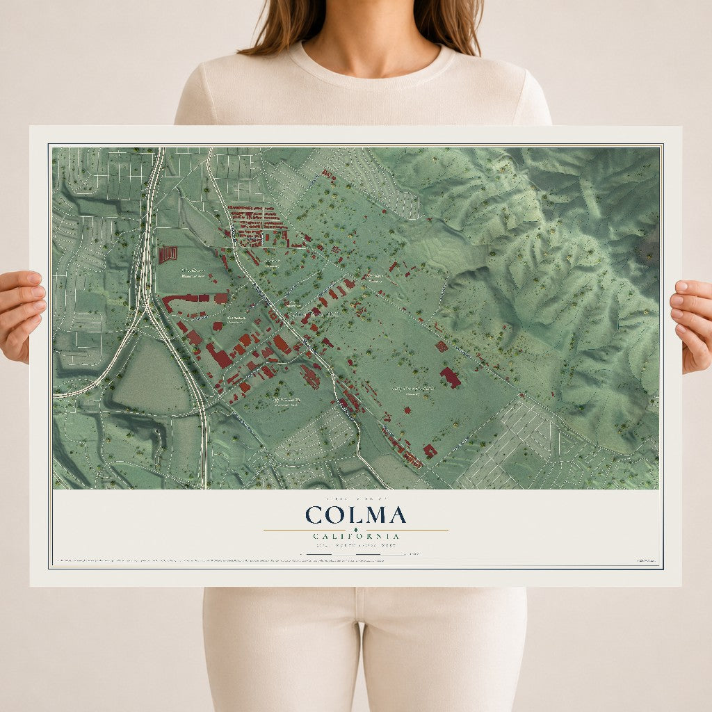 Map of Colma, California, 18 x 24 inch unframed archival matte print