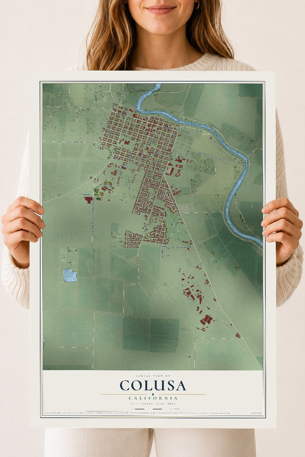Map of Colusa, California, 18 x 24 inch unframed archival matte print