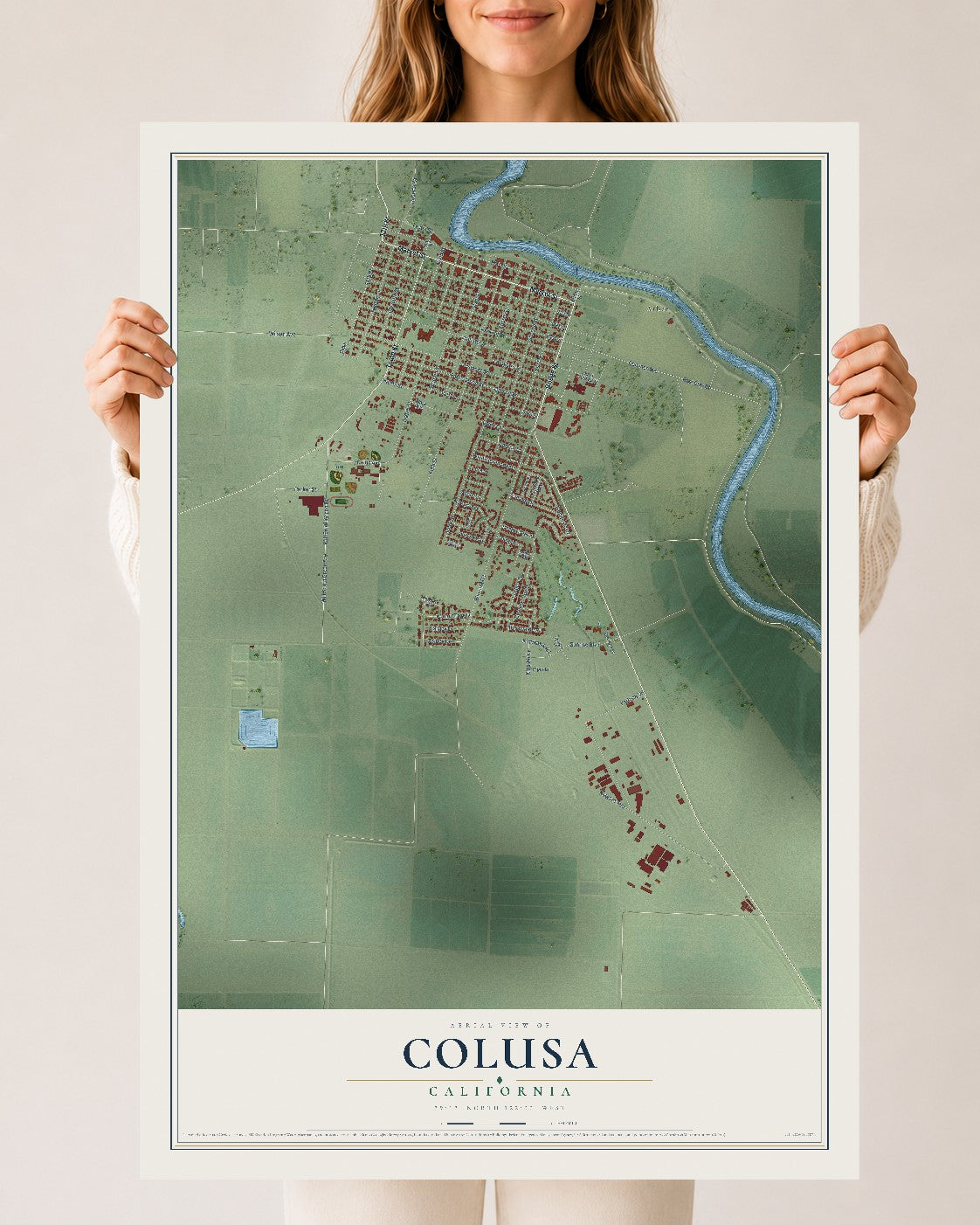 Map of Colusa, California, 24 x 36 inch unframed archival matte print