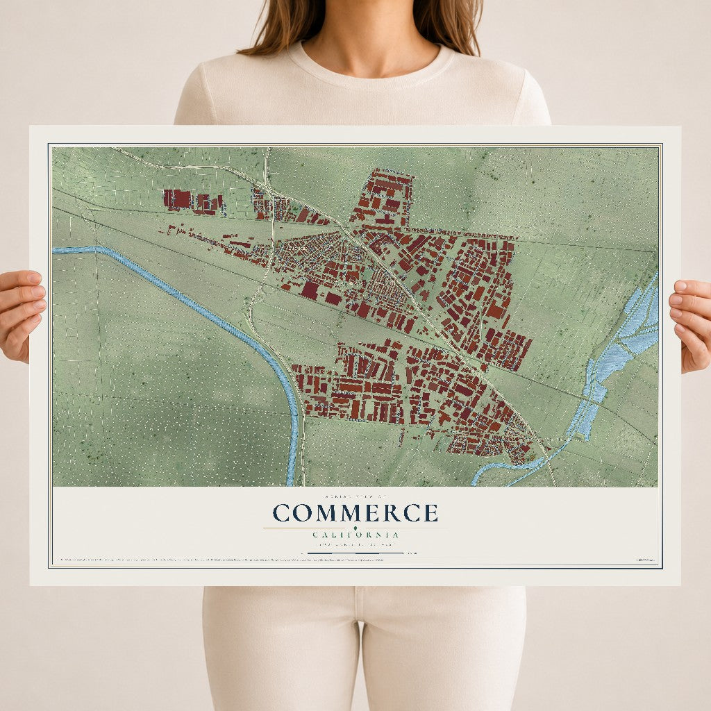 Map of Commerce, California, 18 x 24 inch unframed archival matte print