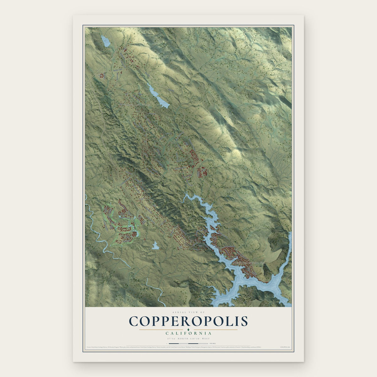Copperopolis, California map print, the full design