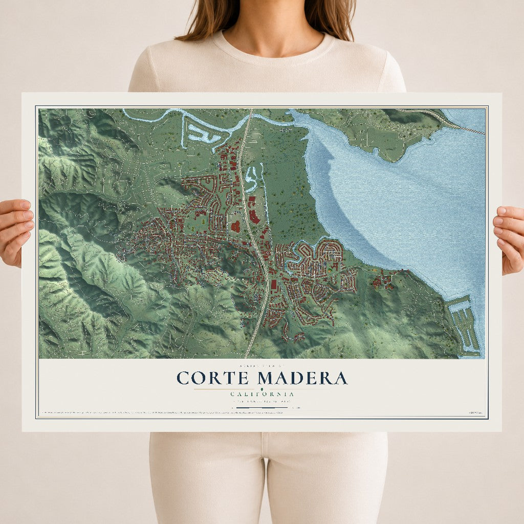 Map of Corte Madera, California, 18 x 24 inch unframed archival matte print