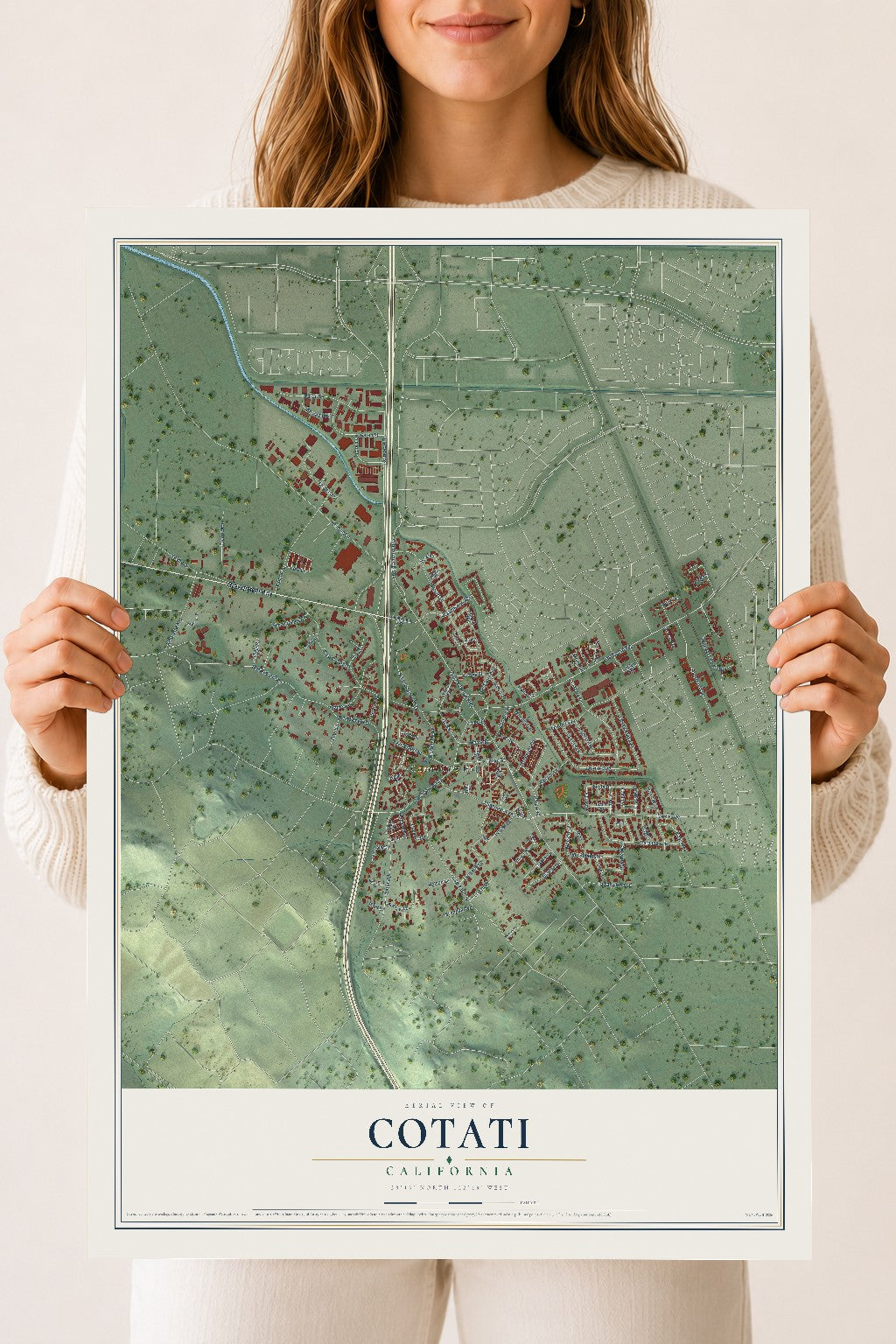 Map of Cotati, California, 18 x 24 inch unframed archival matte print