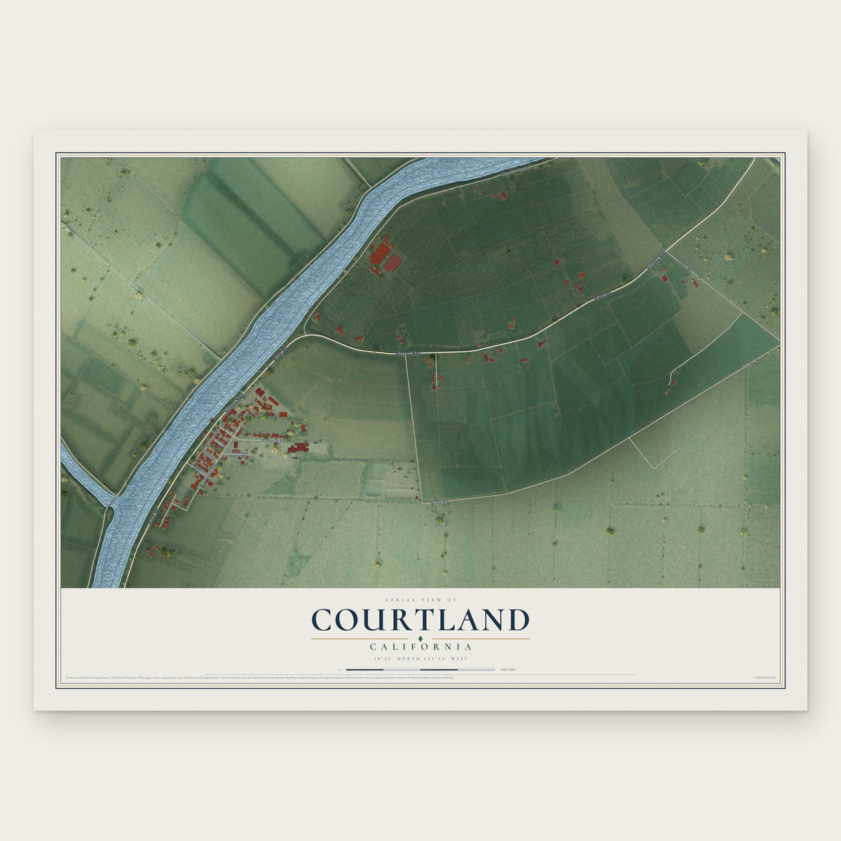 Courtland, California map print, the full design