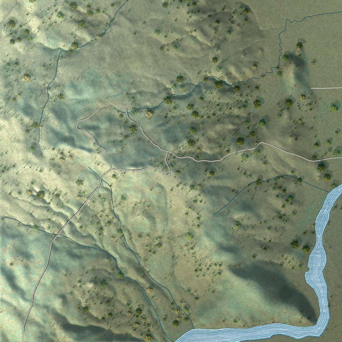 Close-up of the map of Covelo, California print showing street and building detail
