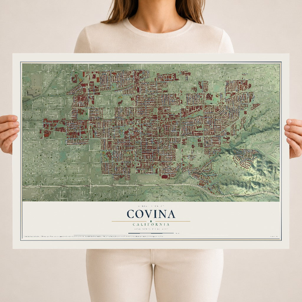 Map of Covina, California, 18 x 24 inch unframed archival matte print
