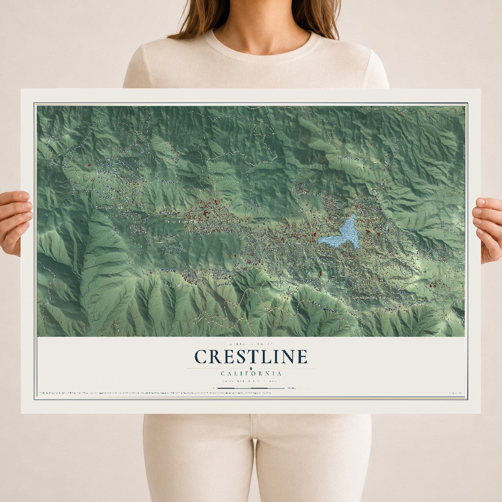 Map of Crestline, California, 18 x 24 inch unframed archival matte print