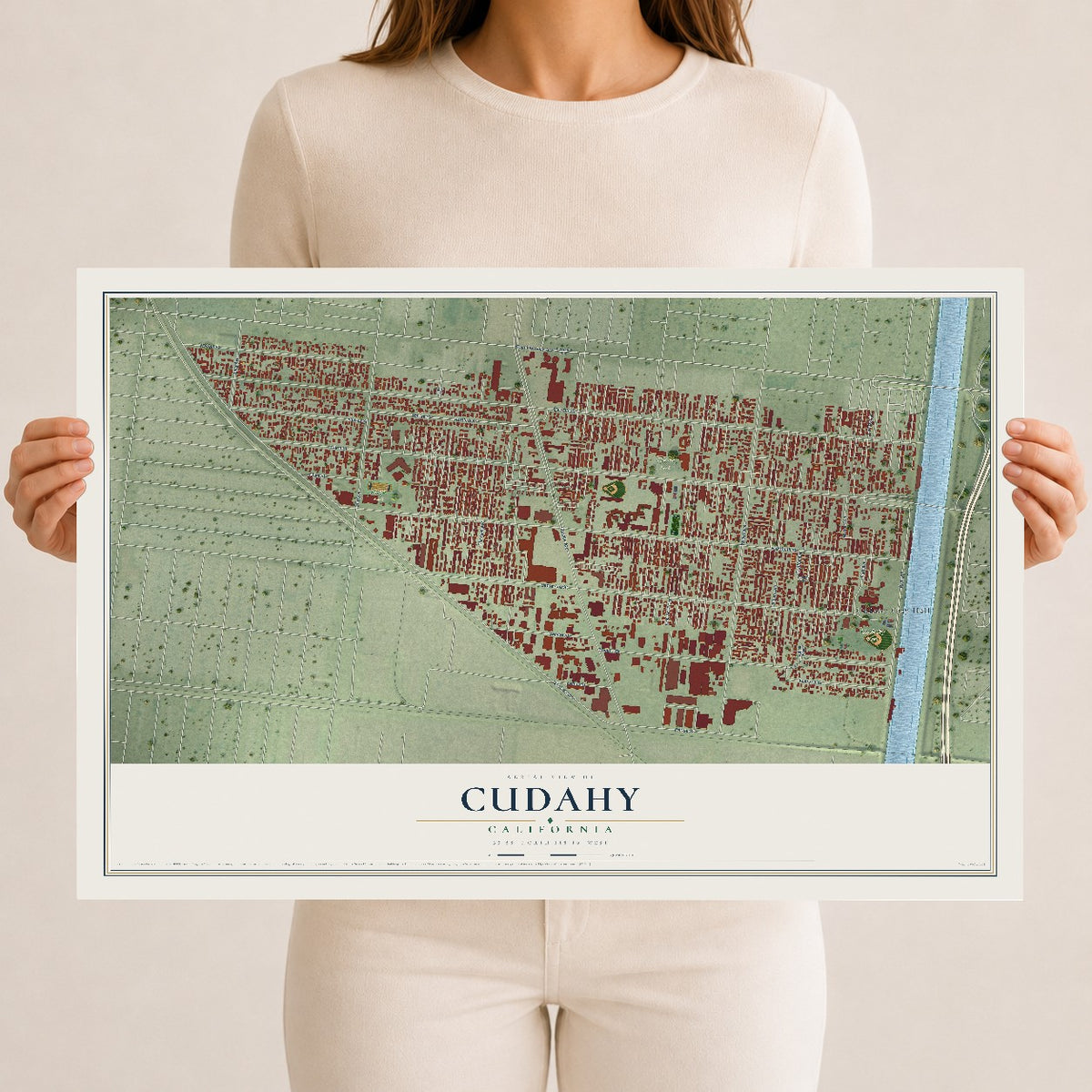 Map of Cudahy, California, 12 x 18 inch unframed archival matte print