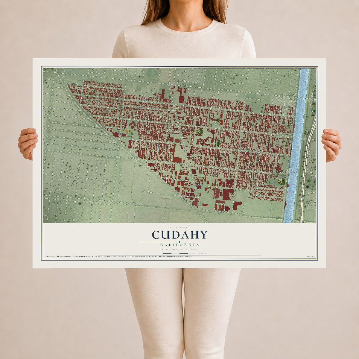 Map of Cudahy, California, 24 x 36 inch unframed archival matte print