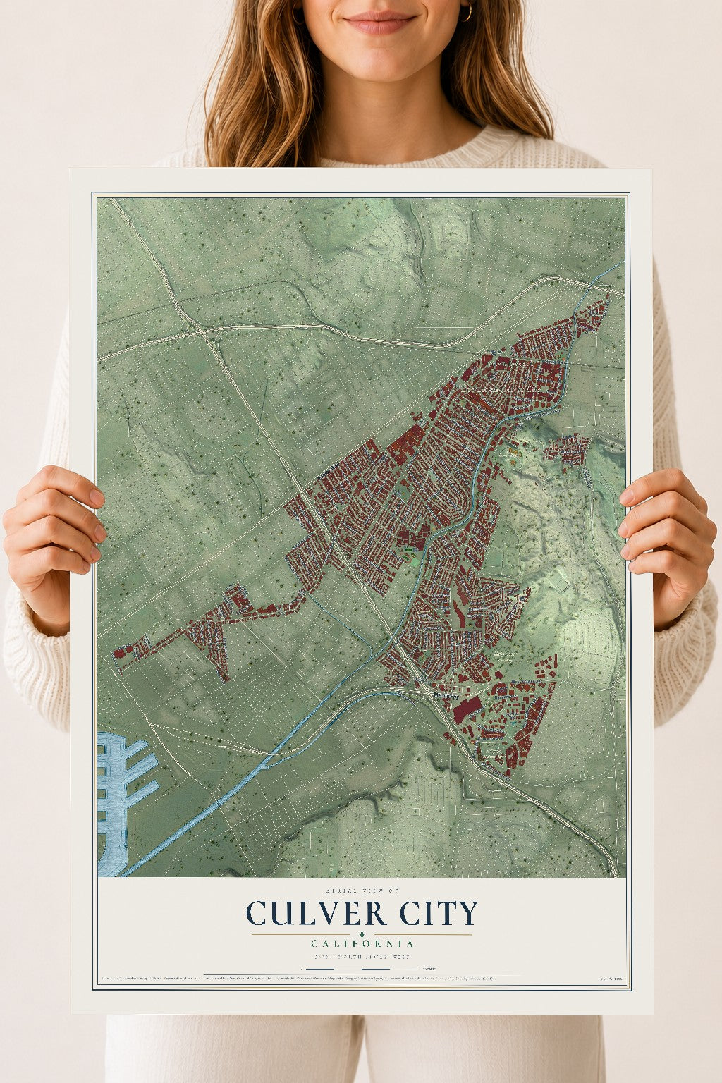 Map of Culver City, California, 18 x 24 inch unframed archival matte print