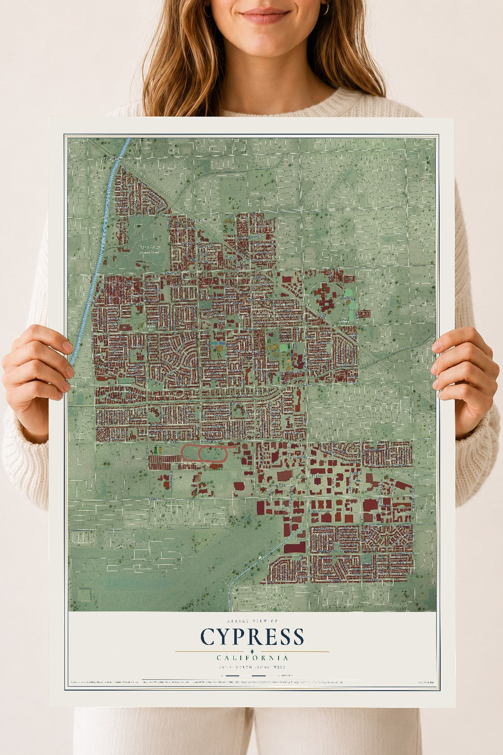 Map of Cypress, California, 18 x 24 inch unframed archival matte print