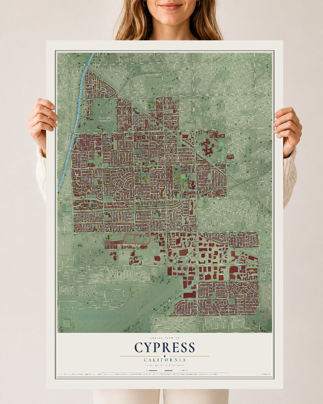 Map of Cypress, California, 24 x 36 inch unframed archival matte print