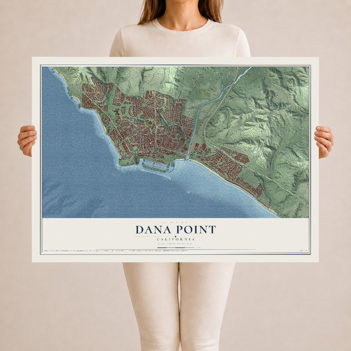 Map of Dana Point, California, 24 x 36 inch unframed archival matte print