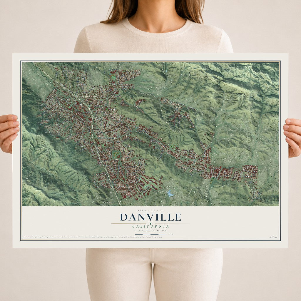 Map of Danville, California, 18 x 24 inch unframed archival matte print