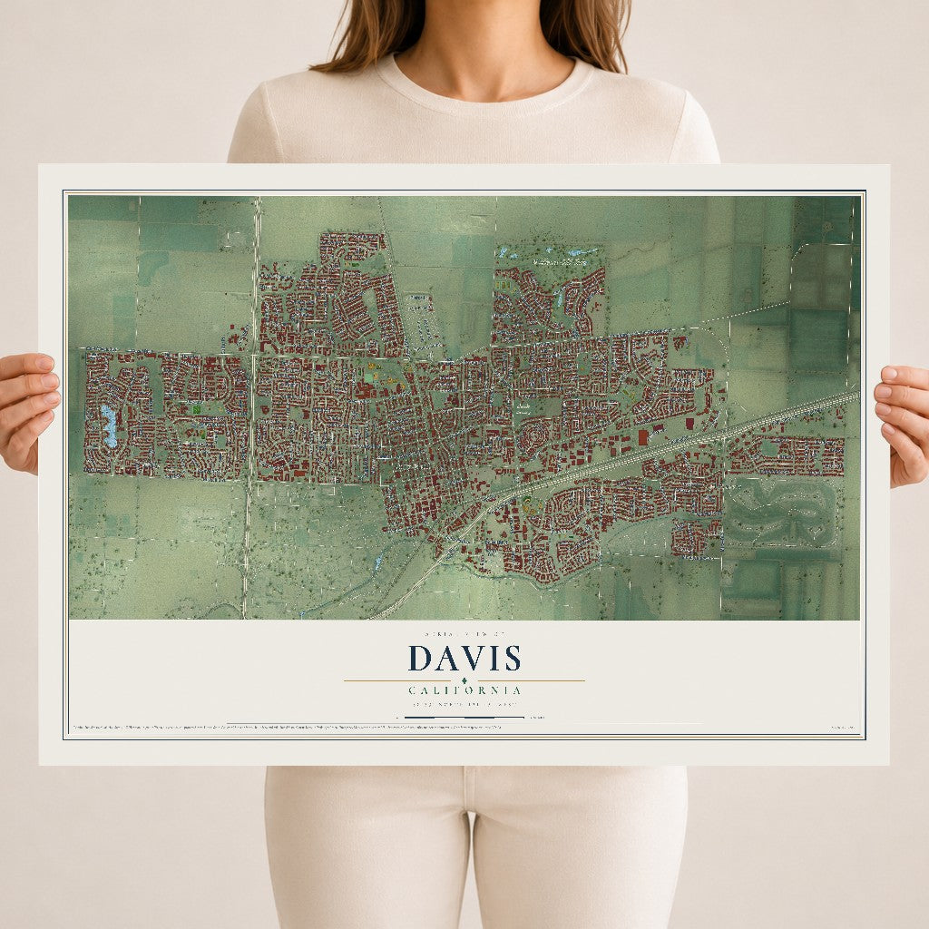 Map of Davis, California, 18 x 24 inch unframed archival matte print