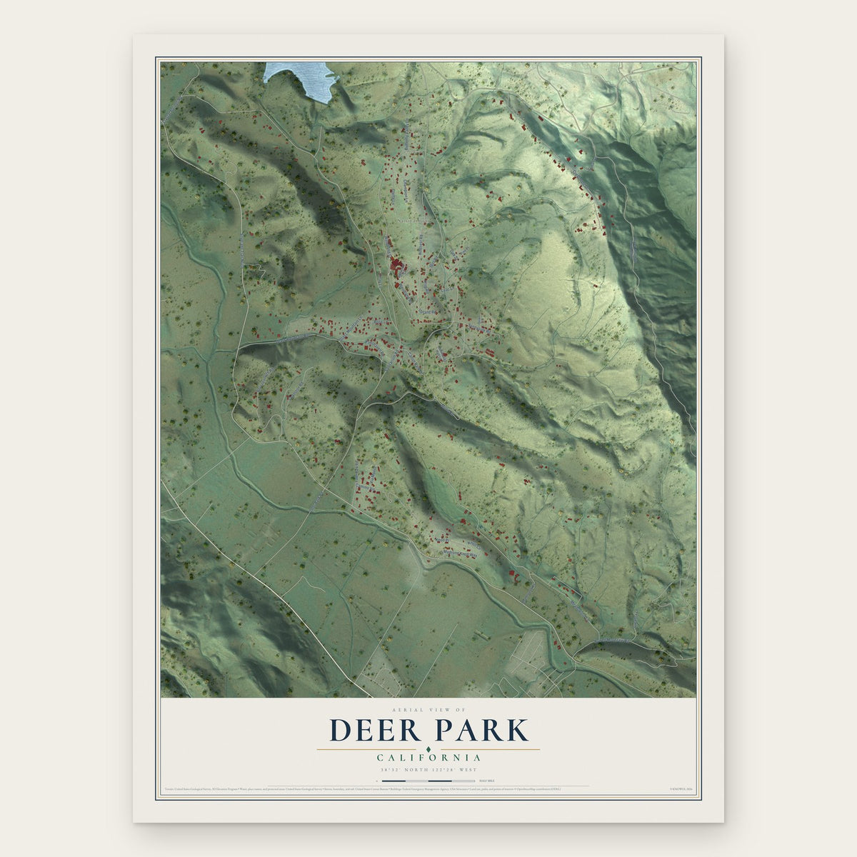 Deer Park, California map print, the full design